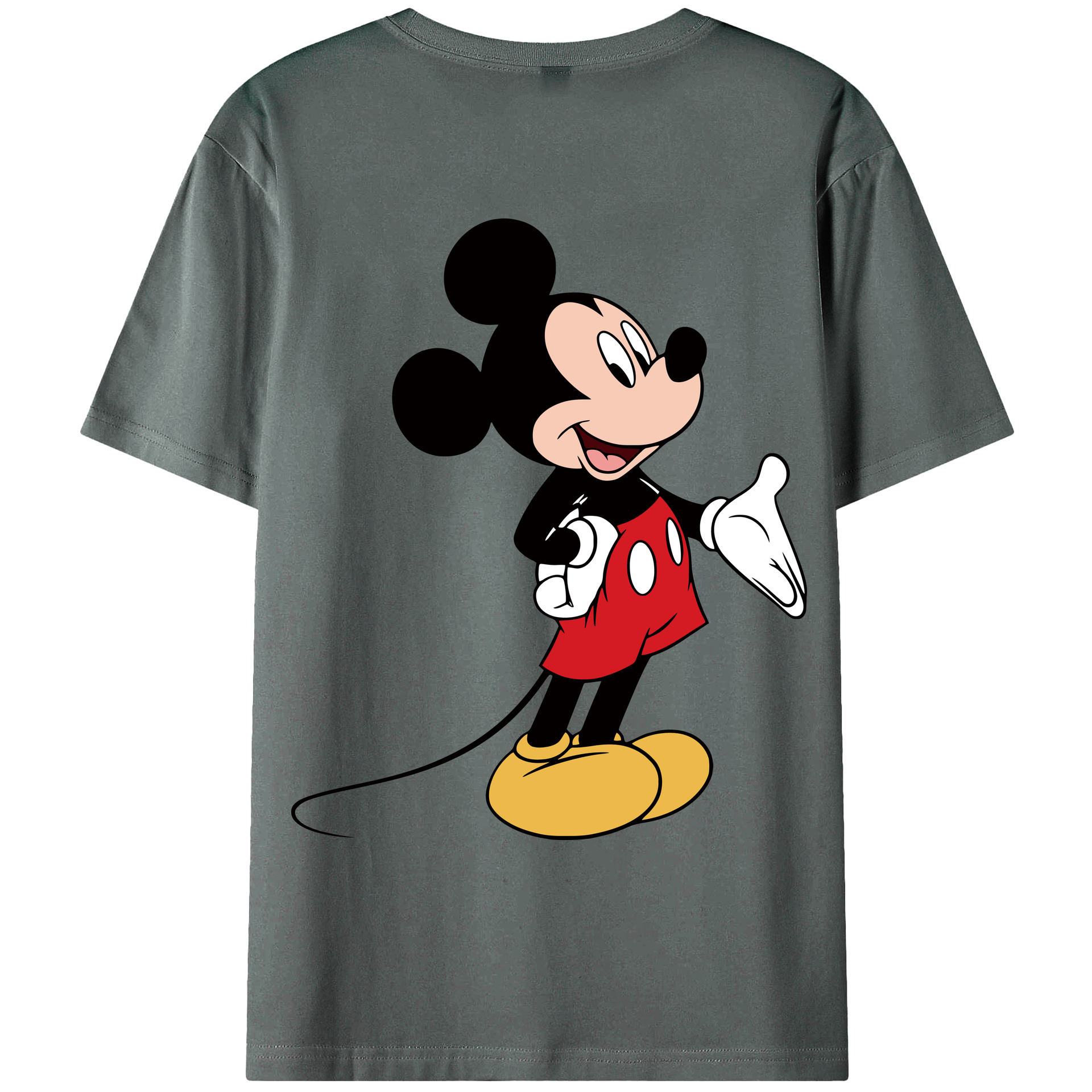 ミッキーマウス Mickey Mouse 綿100％ メンズ半袖Tシャツ（バックプリント） 通気性